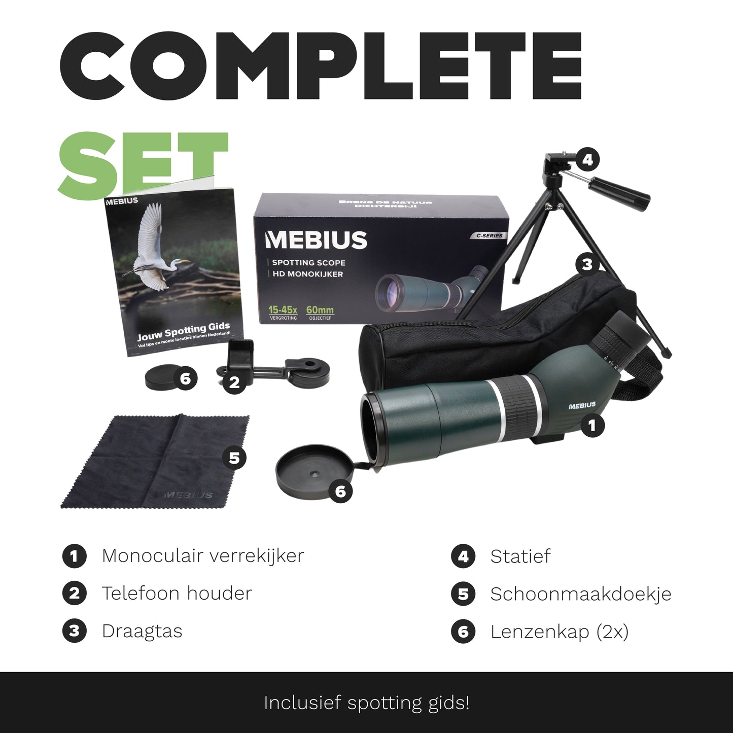 Professionele Spotting Scope | 15-45x60 | MEBIUS